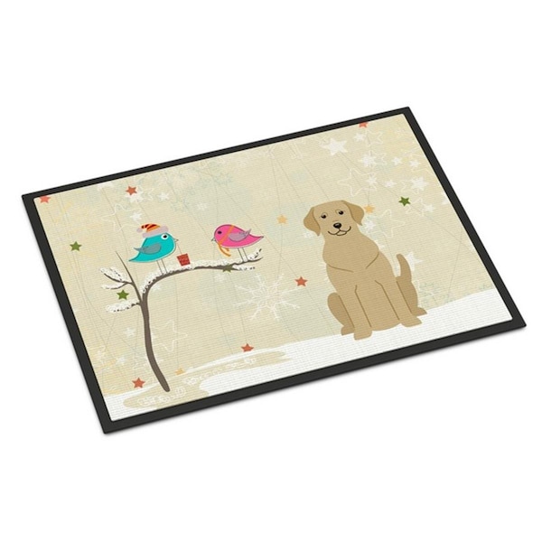 Carolines Treasures Christmas Presents Between Friends Yellow Labrador Indoor or Outdoor Mat, 18 x 0.25 x 27 in. BB2527MAT - main
